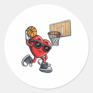 Niedliches Herz spielen Basketball Valentinstag Ba Runder Aufkleber