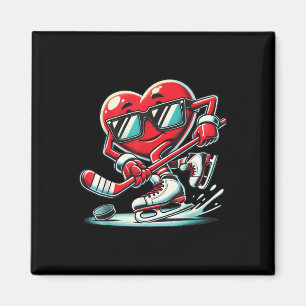 Niedliches Herz spielen Eishockey Valentinstag Män Magnet