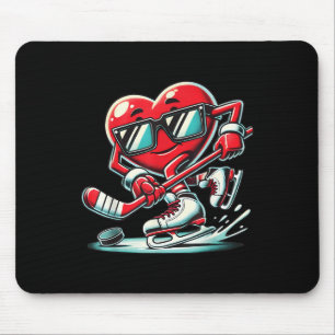 Niedliches Herz spielen Eishockey Valentinstag Män Mousepad