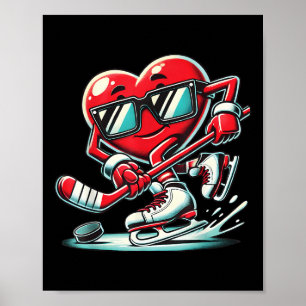 Niedliches Herz spielen Eishockey Valentinstag Män Poster