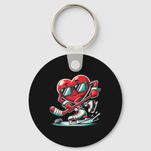 Niedliches Herz spielen Eishockey Valentinstag Män Schlüsselanhänger