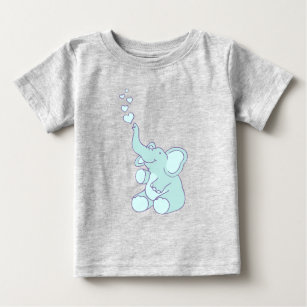 Niedliches Herz sprudelt Elefantblau Baby T-shirt