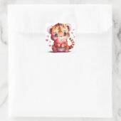 Niedliches Herz Tiger Valentine Quadratischer Aufkleber (Tasche)