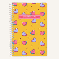 Niedliches Herz und Polka Dot Muster Retro Gelb