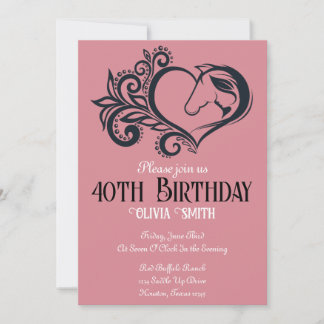 Niedliches Herz von Pferdemädchen, Minimalistisch  Einladung