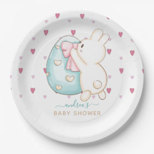 Niedliches Herz Wasserfarbe Ostereier Bunny Baby D Pappteller