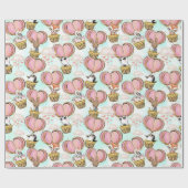 Niedliches Herzballon Valentines Tiere in Liebe Geschenkpapier (Flach)