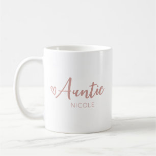 Niedliches Herzchen Tante Personalisiert Pink Taup Kaffeetasse