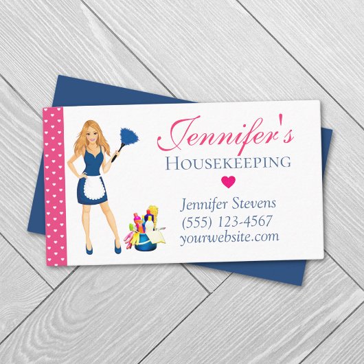 Niedliches Herzdesign Haushaltshilfe Reinigungsdie Visitenkarte