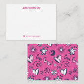 Niedliches Herzdoodle Muster Rosa Valentinstag Mitteilungskarte (Vorne/Hinten)