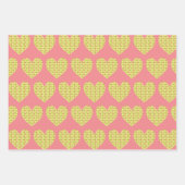 Niedliches Herzkunst Gelbes Farbmuster Geschenkpapier Set (Vorderseite)