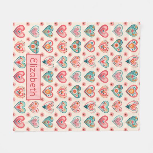 Niedliches Herzmuster Fleecedecke (Vorderseite (Horizontal))