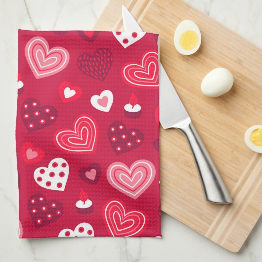 Niedliches Herzmuster Geschirrtuch (Viertel Falte)