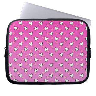 Niedliches Herzmuster in Rosa- und Weißtönen Laptopschutzhülle
