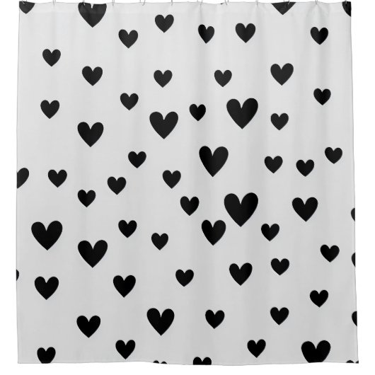 Niedliches Herzmuster in schicker Schwarz-Weiß-Dus Duschvorhang (Vorderseite)