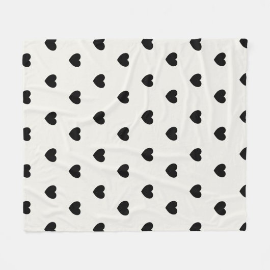 Niedliches Herzmuster in Schwarz und Weiß Fleecedecke (Vorderseite (Horizontal))