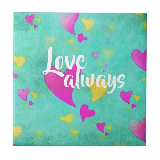 Niedliches Herzmuster Liebe Immer Valentine Fliese (Vorderseite)