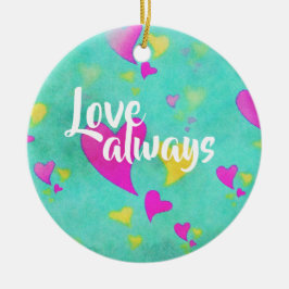 Niedliches Herzmuster Liebe Immer Valentine Keramik Ornament