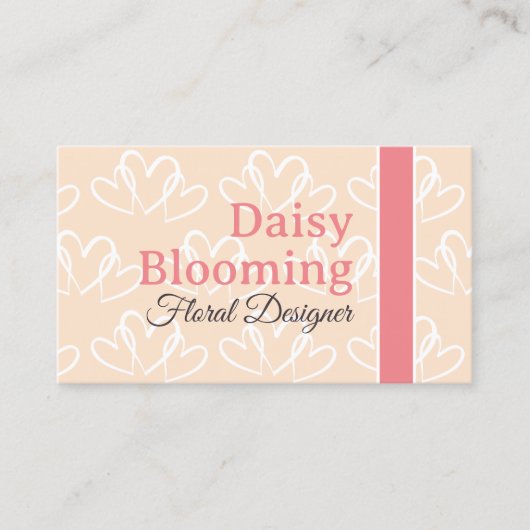 Niedliches Herzmuster Pastel Baby Pink Florist Visitenkarte (Vorderseite)