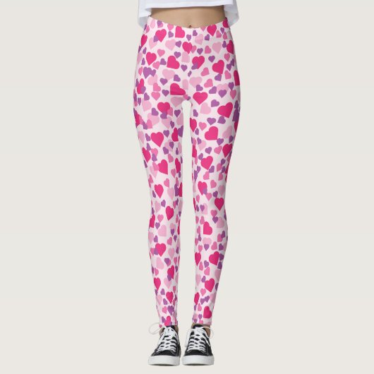 Niedliches Herzmuster - rosa Herzen Leggings (Vorderseite)