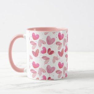 Niedliches Herzmuster Rosa und Rot Tasse
