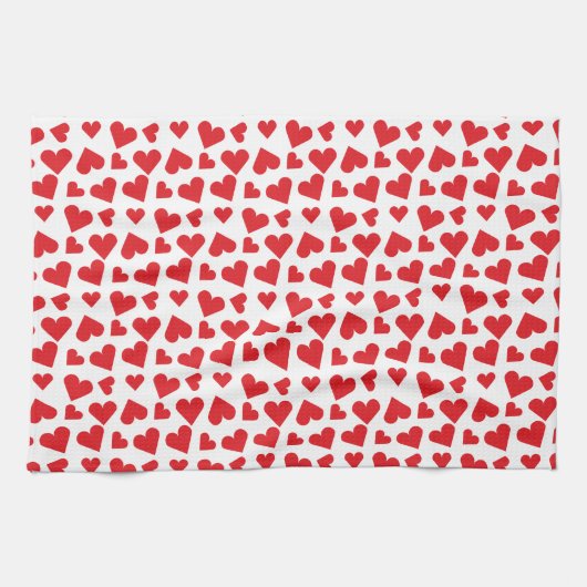 Niedliches Herzmuster Rot Weiß Geschirrtuch (Horizontal)