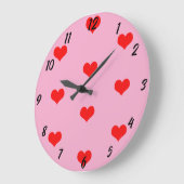Niedliches Herzmuster Roter benutzerdefinierter ro Große Wanduhr (Winkel)