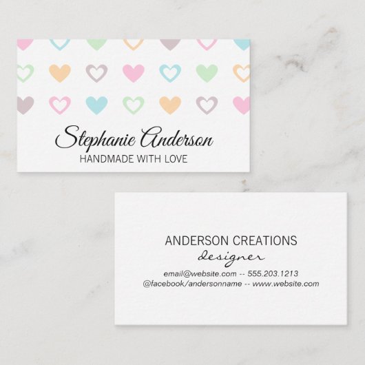 Niedliches Herzmuster Visitenkarte (Vorne/Hinten)