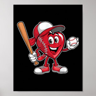 Niedliches Herzspiel Baseball Valentinstag Boys Gi Poster