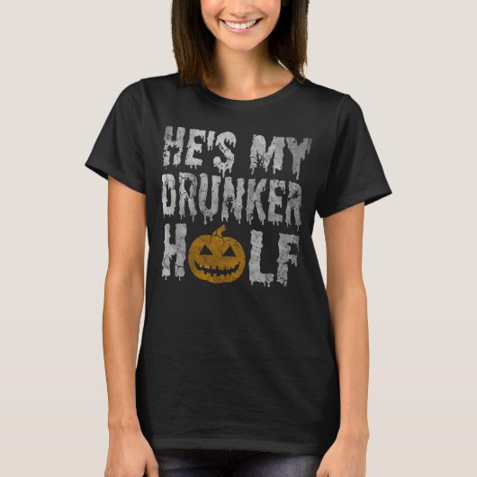 Niedliches Hes mein betrunkeneres halbes Halloween T-Shirt (Vorderseite)