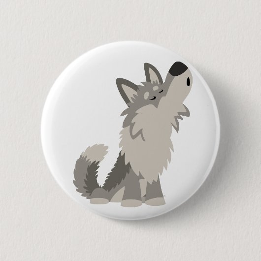 Niedliches HeulenCartoon-Wolf-Knopf-Abzeichen Button (Vorderseite)