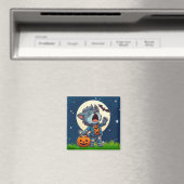 Niedliches heulendes Wölfmonster mit Kürbis Magnet (In Situ (Geschirrspüler))