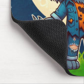 Niedliches heulendes Wölfmonster mit Kürbis Mousepad (Ecke)