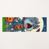 Niedliches heulendes Wölfmonster mit Kürbis Yogamatte (Vorderseite (Horizontal))