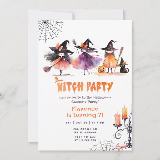 Niedliches Hexengebäck Halloween-Party, geile Gebu Einladung (Vorderseite)