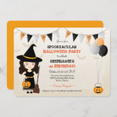 Niedliches HexenHalloween-Party Einladung (Vorne/Hinten)