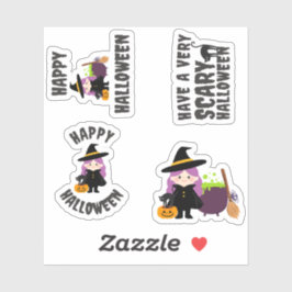 Niedliches HexenHalloween-Sticker-Pack Aufkleber