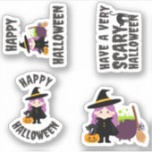 Niedliches HexenHalloween-Sticker-Pack Aufkleber (Vorderseite)
