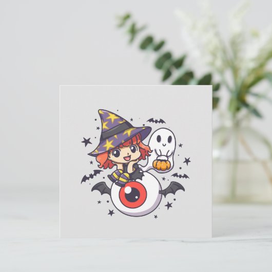 Niedliches Hexenkid zu Halloween (Stehend Vorderseite)