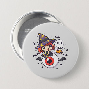 Niedliches Hexenkid zu Halloween Button