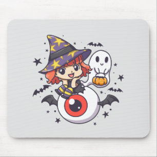 Niedliches Hexenkid zu Halloween Mousepad