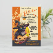 Niedliches Hexenkind's GeburtstagsHalloween-Party Einladung (Stehend Vorderseite)