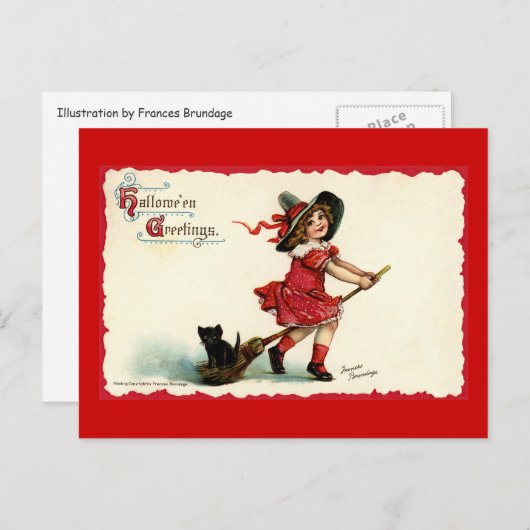 Niedliches Hexenmädchen Halloween Postkarte (Vorne/Hinten)