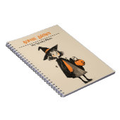 Niedliches Hexenmädchen mit Spooky Plänen Retro Ha Notizblock (Rechte Seite)