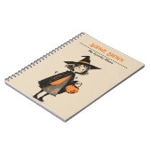 Niedliches Hexenmädchen mit Spooky Plänen Retro Ha Notizblock (Linke Seite)