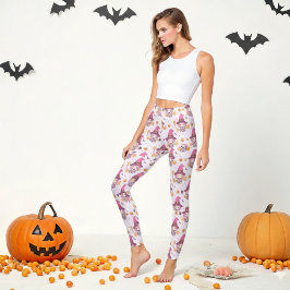 Niedliches Hexenmuster mit Pumpkins-Flechtwerk Leggings
