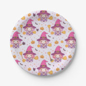 Niedliches Hexenmuster mit Pumpkins und Bat Pappteller (Vorderseite)