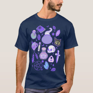 niedliches Hexenmuster schwarz T-Shirt