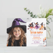 Niedliches HexenParty Halloween Kostüm Party Foto Einladung (Stehend Vorderseite)
