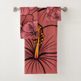 Niedliches Hibiskus Badhandtuch Set